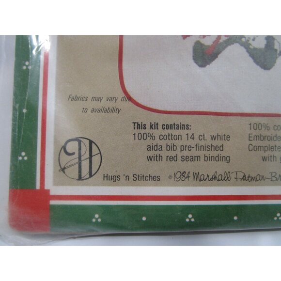 Wee Winsomes Willies Bib Christmas Cross Stitch Kit Elf Puppy Dog 1984 New - Picture 5 of 9